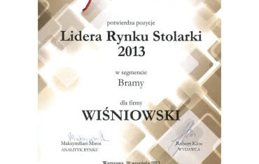 WIŚNIOWSKI Liderem Rynku Stolarki 2013