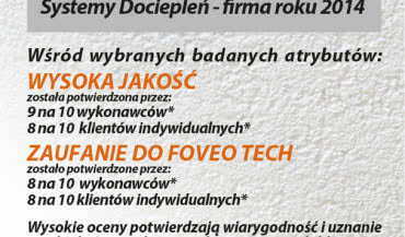 Systemy ociepleń FOVEO TECH docenione przez internautów