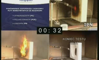 Test ogniowy rdzeni płyt warstwowych