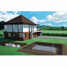 Oczyszczalnia biologiczna z odprowadzeniem do drenażu w nasypie