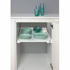 EXTENDO Libell 400 z prowadnicami z listwą/ biała - wysuwana półka do każdego rodzaju szafki
