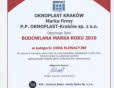 Tytuł "Budowlana Marka Roku 2010" dla firmy Oknoplast