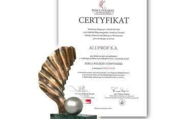 Tytuł "Perła Polskiej Gospodarki" dla firmy Aluprof