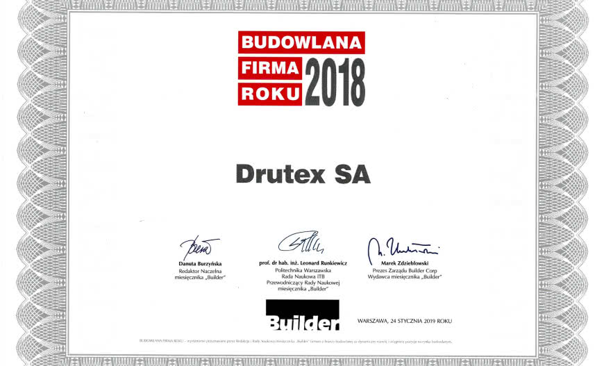 Wyróżnienia Builder Awards dla firmy Drutex