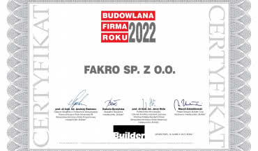FAKRO Budowlaną Firmą Roku 2022