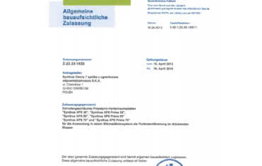 Synthos odnowił niemiecki certyfikat Allgemeine bauaufsichtliche Zulassung