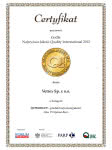 Certyfikat przyznania firmie Vetrex godła "Najwyższa Jakość Quality International 2012"