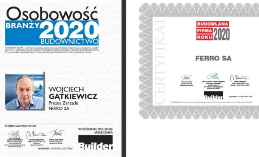 Wyróżnienia Builder Awards 2020 dla FERRO