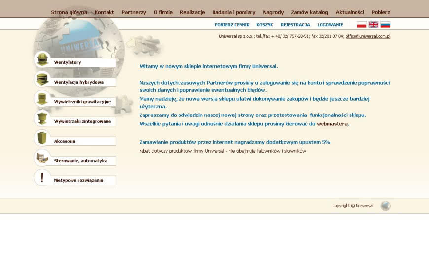 Nowa strona internetowa firmy Uniwersal