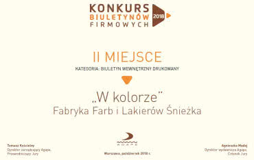 Sukces kwartalnika "W kolorze" firmy Śnieżki w Konkursie Biuletynów Firmowych
