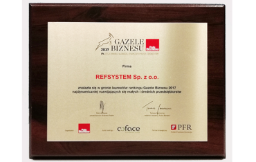 Nagroda Gazele Biznesu 2017 dla Refsystem