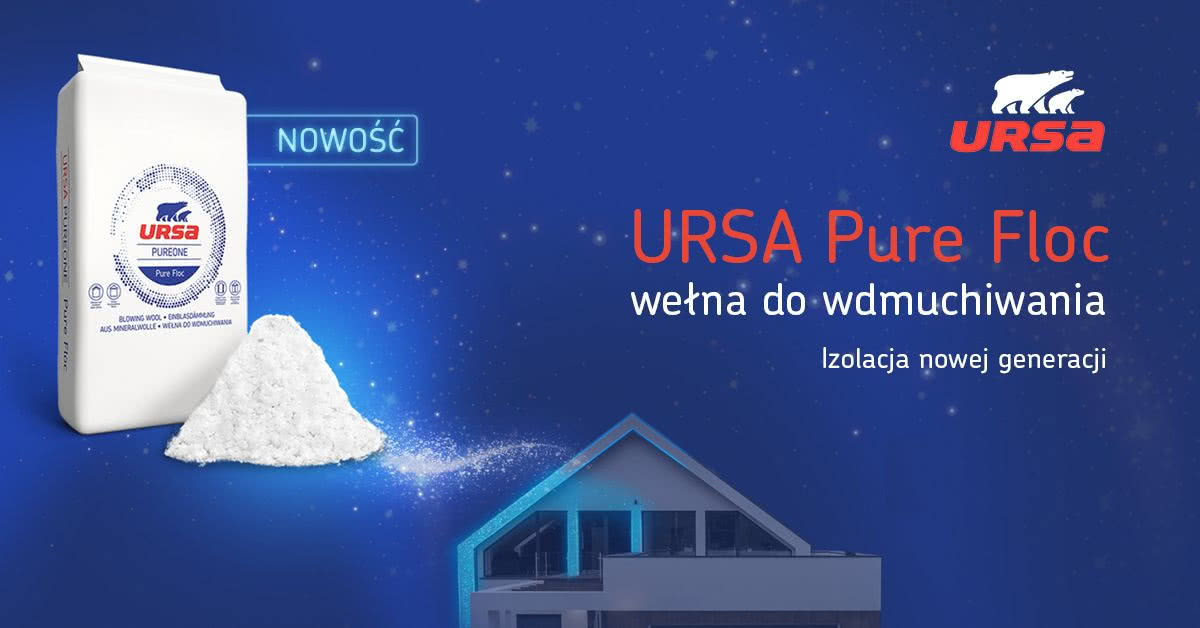 Opakowanie wełny wdmuchiwanej URSA Pure Floc z cerrtyfikatem Indoor Air Comfort Gold