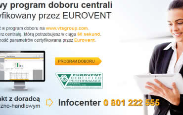 Łatwy sposób doboru centrali VENTUS certyfikowany przez EUROVENT