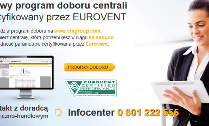 Łatwy sposób doboru centrali VENTUS certyfikowany przez EUROVENT