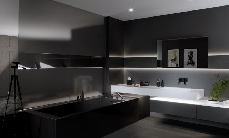 Czarno-białe łazienki