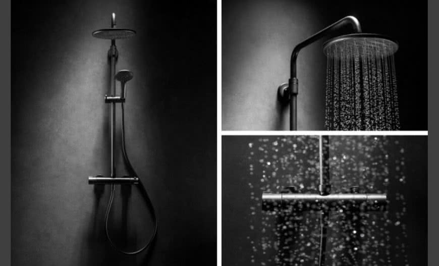 Nowość - deszczownia z baterią termostatyczną MOZA BLACK