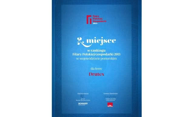 DRUTEX z wyróżnieniem "Filary Polskiej Gospodarki"