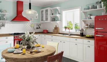 Czerwone akcenty w nowoczesnej kuchni 