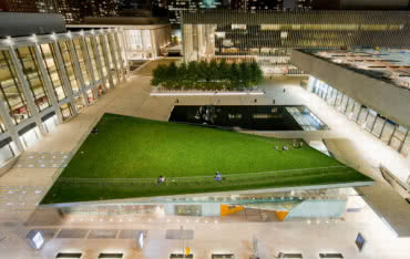 Nietypowy zielony dach nowojorskiej restauracji