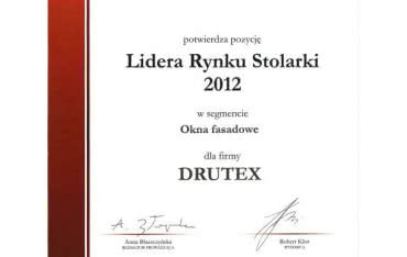 Tytuł Lidera Rynku Stolarki oraz Profesjonalnego PR-u w Branży Stolarki dla firmy DRUTEX S.A.