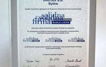 Drutex został laureatem certyfikatu Solidna Firma 2010