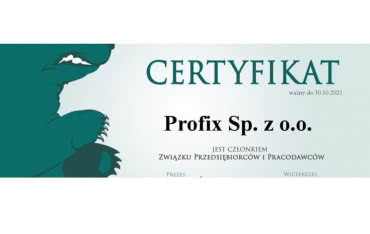 Profix członkiem Związku Przedsiębiorców i Pracodawców