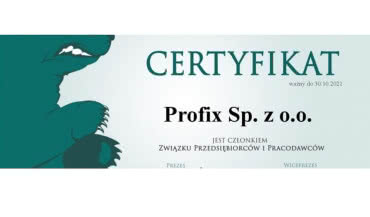Profix członkiem Związku Przedsiębiorców i Pracodawców
