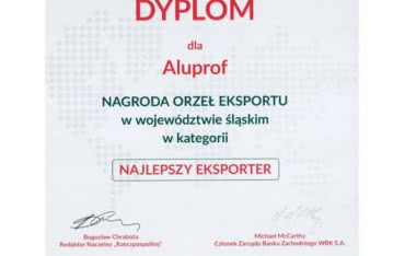 Firma ALUPROF nagrodzona w konkursie "Regionalne Orły Eksportu"