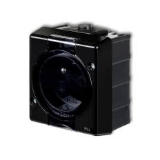 Gniazdo natynkowe pojedyncze czarne SENIOR IP44