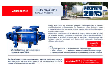 Hydro-Vacuum S.A. zaprasza na targi STACJA PALIW 2015