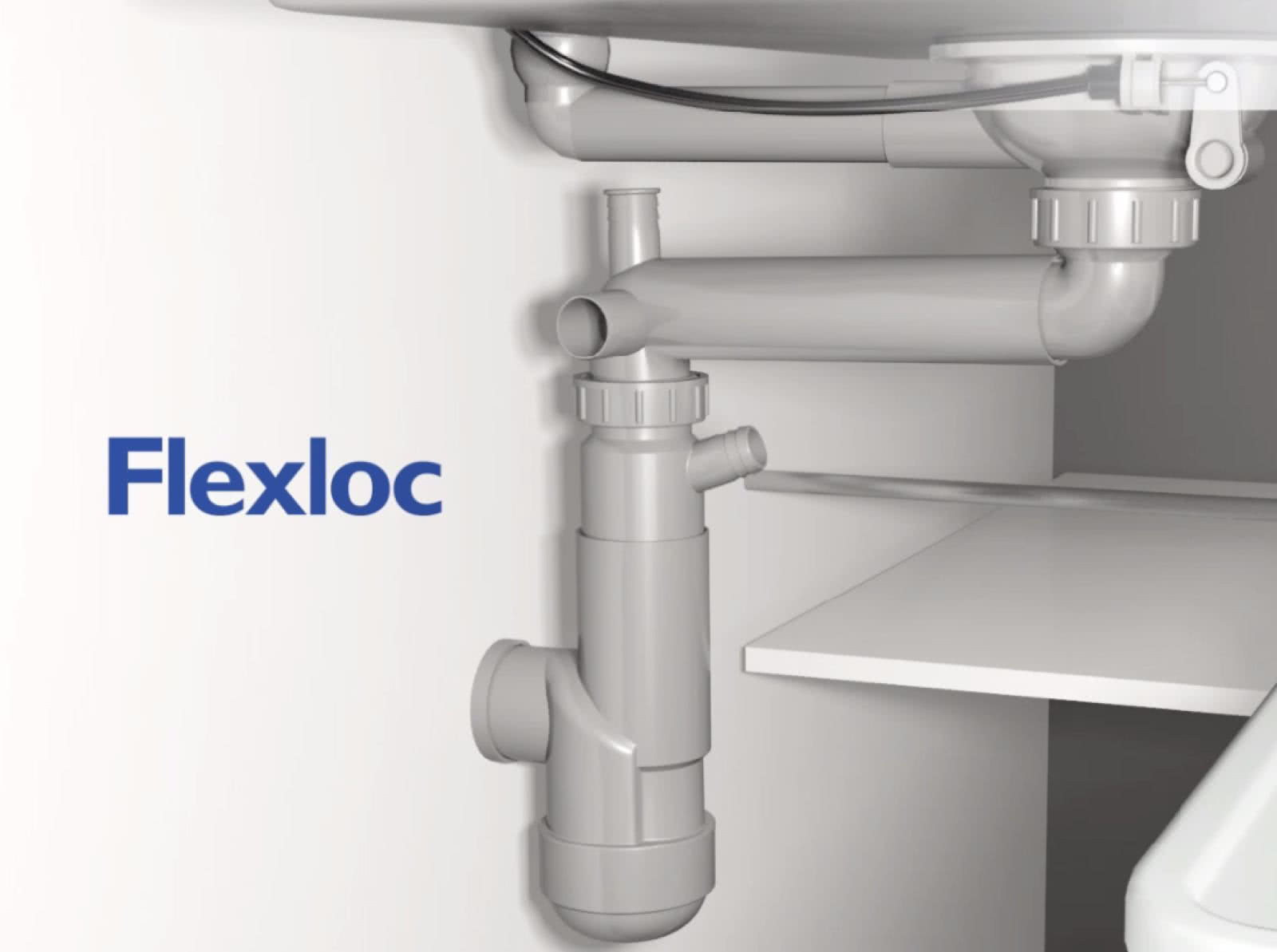 Syfon Flexloc, który wg danych producenta, oszczędza do 40% miejsca pod zlewem. fot. Prevex
