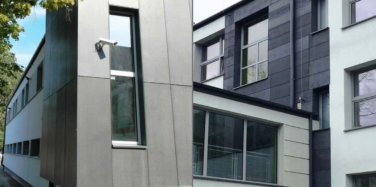 Płyta cementowo-włóknista FASADA PANEL na elewacji wentylowanej. fot. Fasada System