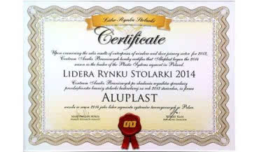 aluplast z tytułem Lidera Rynku Stolarki 2014