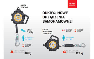 Bezpieczeństwo prac na wysokości - urządzenia samohamowne CR 250V i CR 250HV