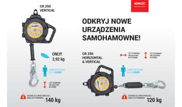 Bezpieczeństwo prac na wysokości - urządzenia samohamowne CR 250V i CR 250HV