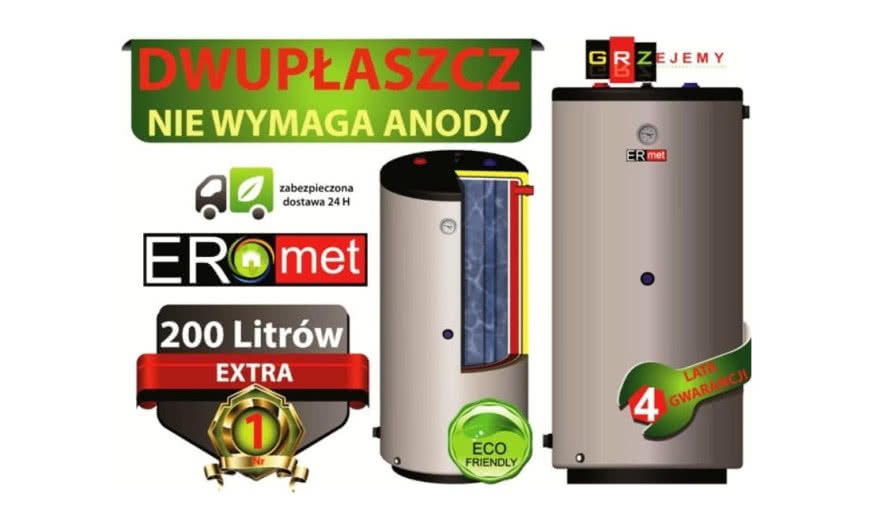 Bezobsługowy dwupłaszczowy wymiennik pionowy 200 L Ermet 