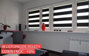 Rolety materiałowe dzień i noc firmy Helios z 10% rabatem przez cały listopad