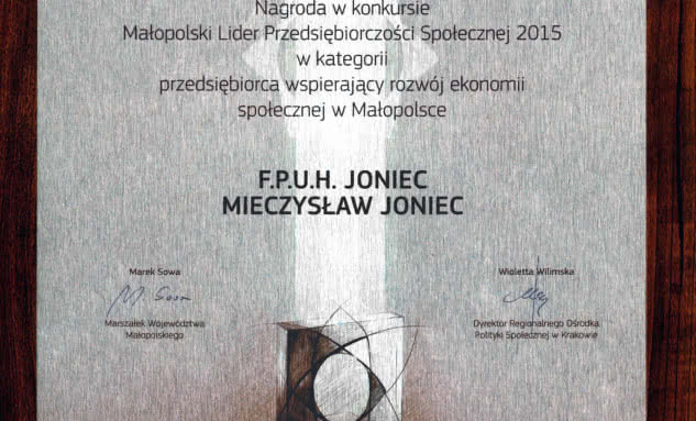 JONIEC Liderem Przedsiębiorczości Społecznej