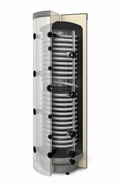 Zbiornik akumulacyjny warstwowy z wężownicą nierdzewną Spiraflex