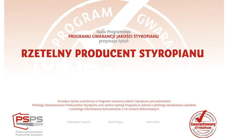Tytuły Rzetelnego Producenta Styropianu rozdane