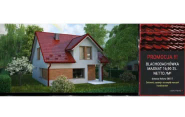 Promocja Budmax-Metal: Blachodachówka MAGNAT za 16,90 zł/m² dotyczy koloru D8017