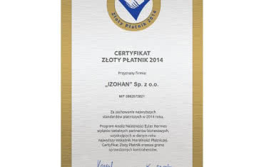 IZOHAN Złotym Płatnikiem 2014