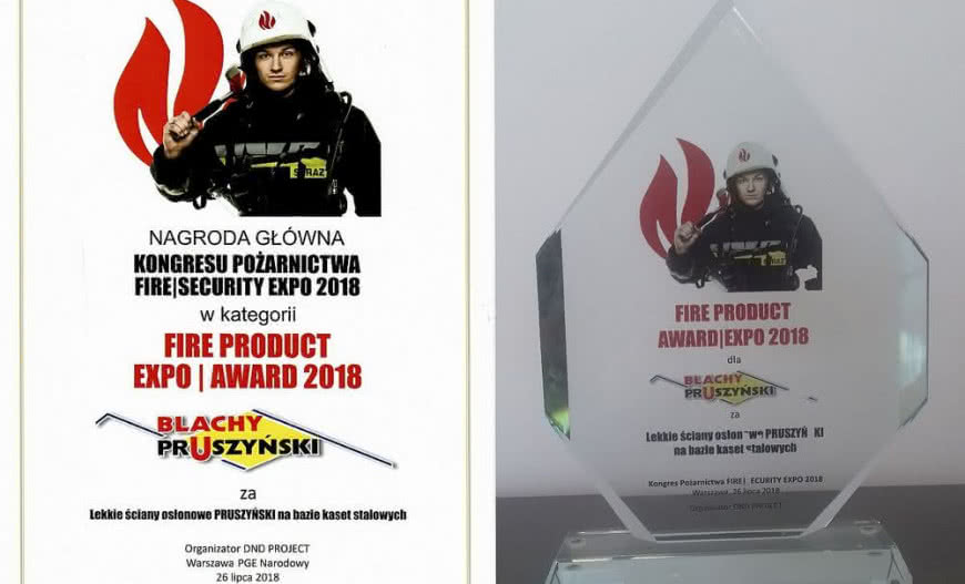 Nagroda FIRE SECURITY EXPO 2018 dla Blachy Pruszyński