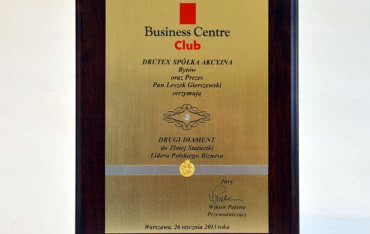 DRUTEX S.A. po raz drugi uhonorowany Diamentem do Złotej Statuetki Lidera Polskiego Biznesu
