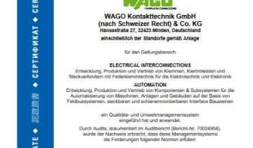 Certyfikat DIN ISO -14001