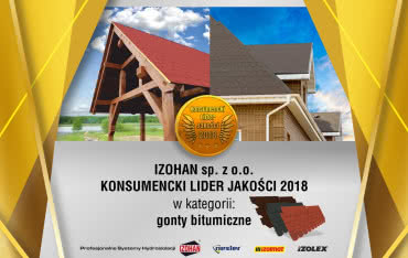 Tytuł Konsumencki Lider Jakości 2018 dla firmy Izohan
