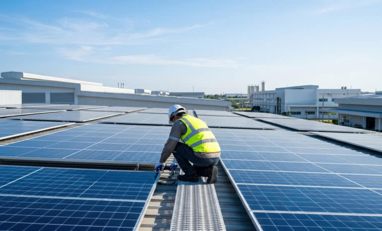Fotowoltaika na dachu płaskim: bezpieczny montaż z systemem BauderSOLAR