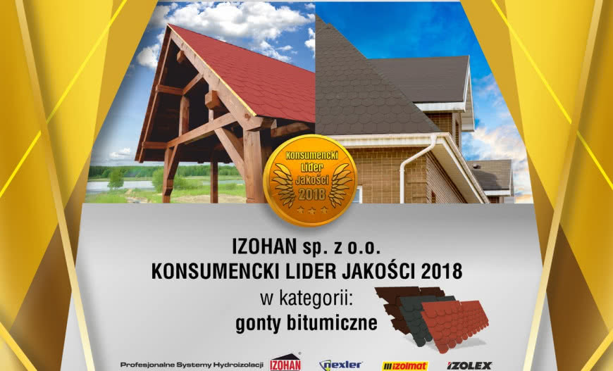 Tytuł Konsumencki Lider Jakości 2018 dla firmy Izohan