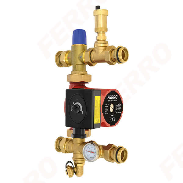 Grupa mieszająca dwufunkcyjna z zaworem termostatycznym 3-drogowym i pompą elektroniczną 25-4 130