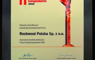 Rockwool Polska laureatem Filarów Polskiej Gospodarki